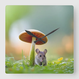 Reloj Cuadrado Ratón bajo hongo