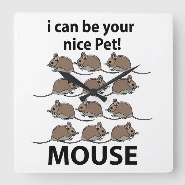 Reloj Cuadrado Ratón Rata Animal Puedo Ser Su Bonito Ratón Mascot (Anverso)