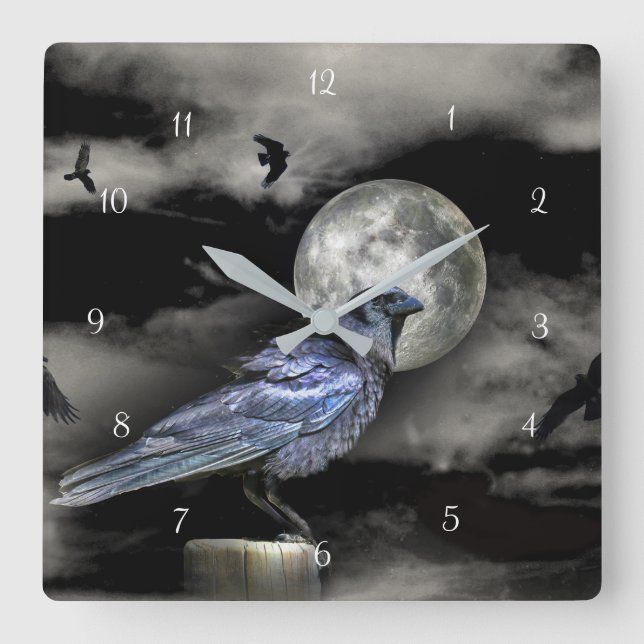 Reloj Cuadrado Ravas mágicas místicas o cuerdas y luna (Anverso)