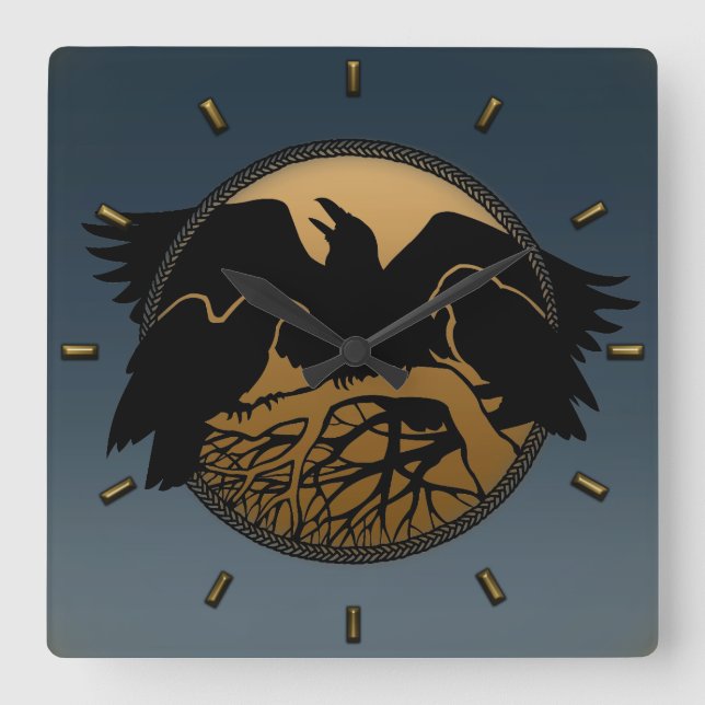 Reloj Cuadrado Raven Clock Nativo Raven Art Wall Clock Bird Regal (Anverso)