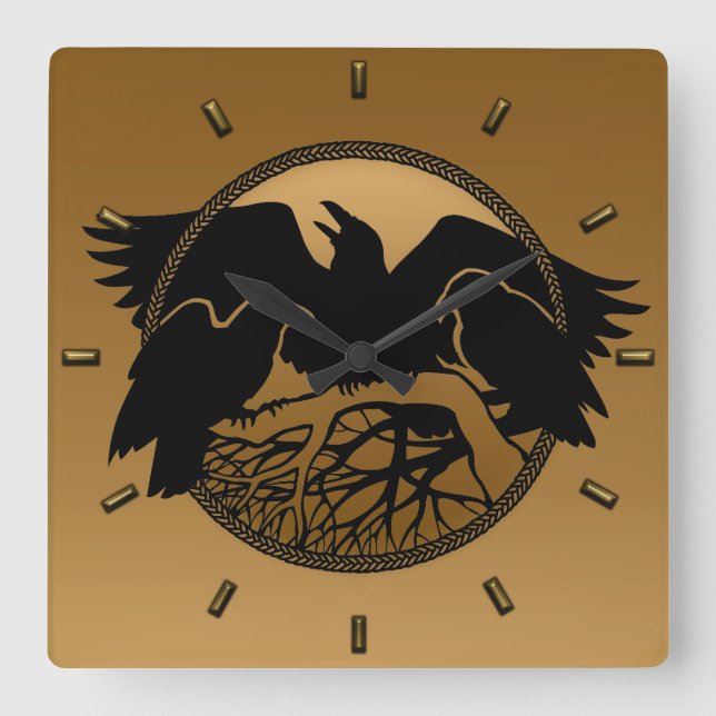 Reloj Cuadrado Raven Clock Nativo Raven Art Wall Clock Bird Regal (Anverso)