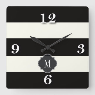 Reloj Cuadrado Raya blanco y negro