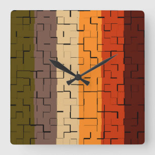 Reloj Cuadrado Rayas abstractas de color de caída