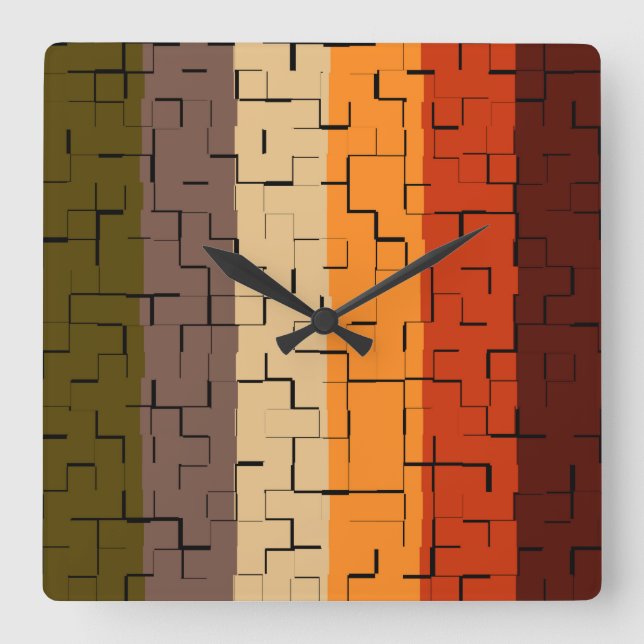 Reloj Cuadrado Rayas abstractas de color de caída (Anverso)