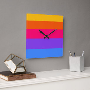 Reloj Cuadrado Rayas arcoiris