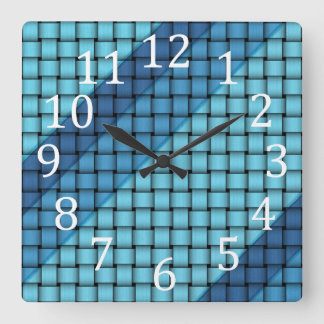 Reloj Cuadrado Rayas Azul Diagonalem Bandas de tejer de cestas de