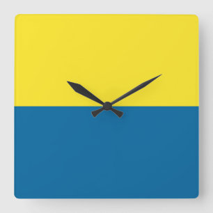 Reloj Cuadrado Rayas   Azul y Amarillo   PERSONALIZABLE