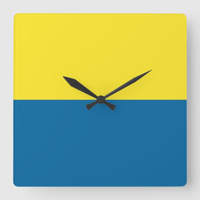 Reloj Cuadrado Rayas | Azul y Amarillo | PERSONALIZABLE (Anverso)