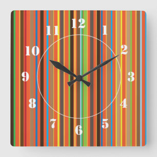 Reloj Cuadrado Rayas coloridas