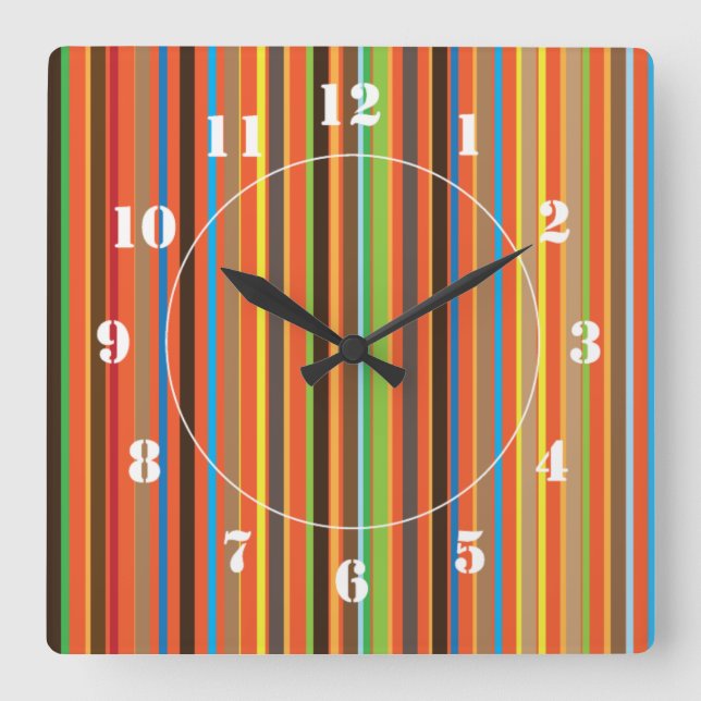 Reloj Cuadrado Rayas coloridas (Anverso)