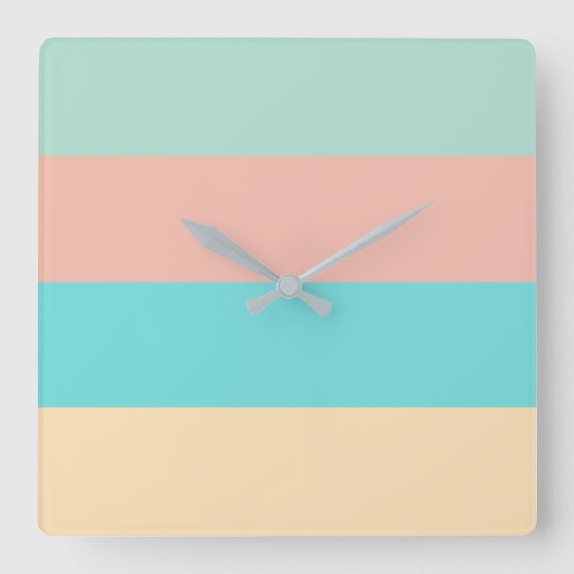 Reloj Cuadrado Rayas costeras retro (Anverso)