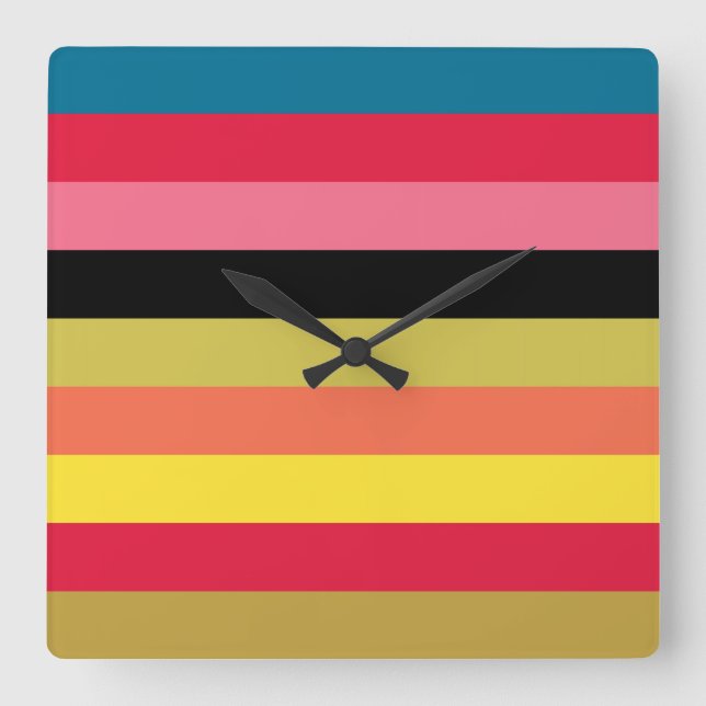 Reloj Cuadrado Rayas de cascada de arcoiris (Anverso)