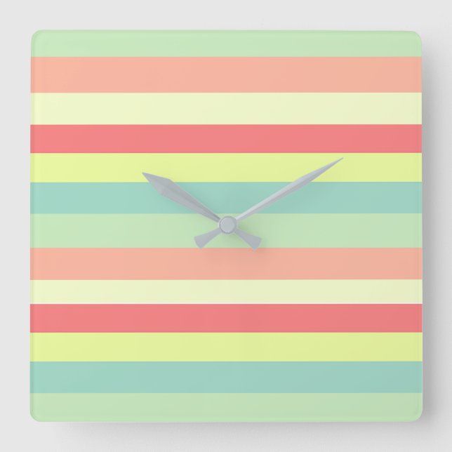 Reloj Cuadrado Rayas de verano (Anverso)