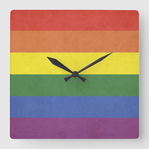 Reloj Cuadrado Rayas del arco iris