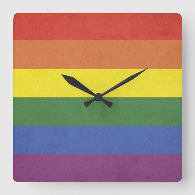 Reloj Cuadrado Rayas del arco iris (Anverso)