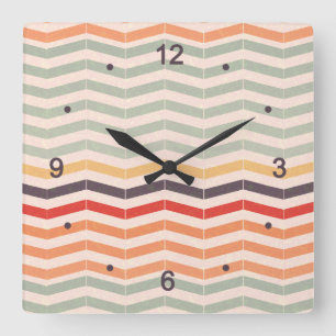 Reloj Cuadrado Rayas del zigzag de Chevron del vintage