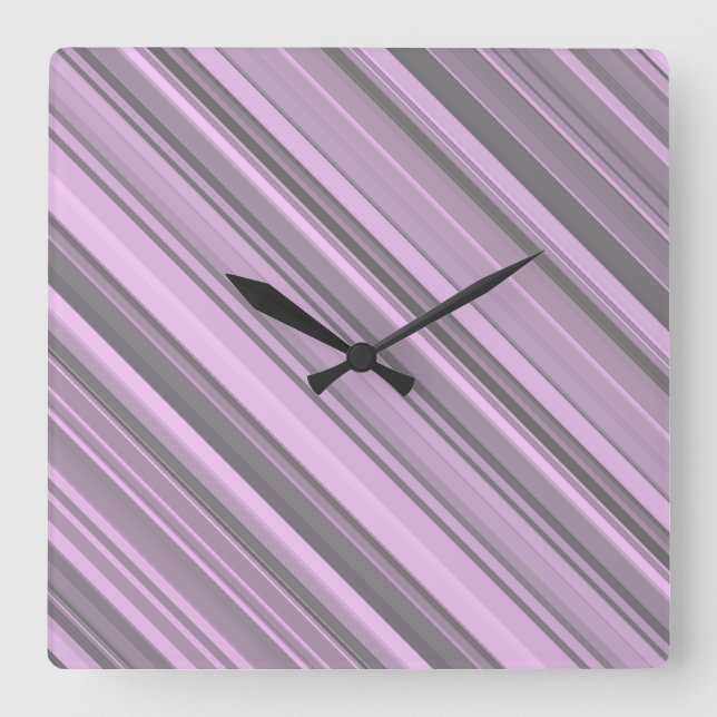 Reloj Cuadrado Rayas grises moradas (Anverso)