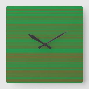 Reloj Cuadrado Rayas marrones verdes