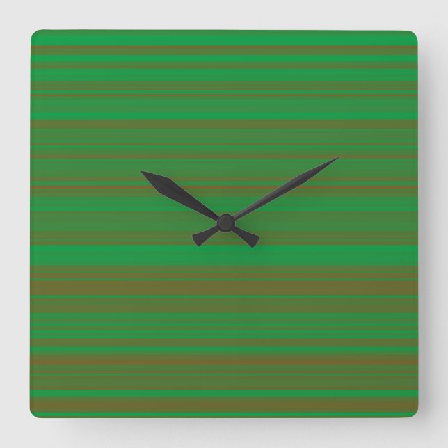 Reloj Cuadrado Rayas marrones verdes (Anverso)