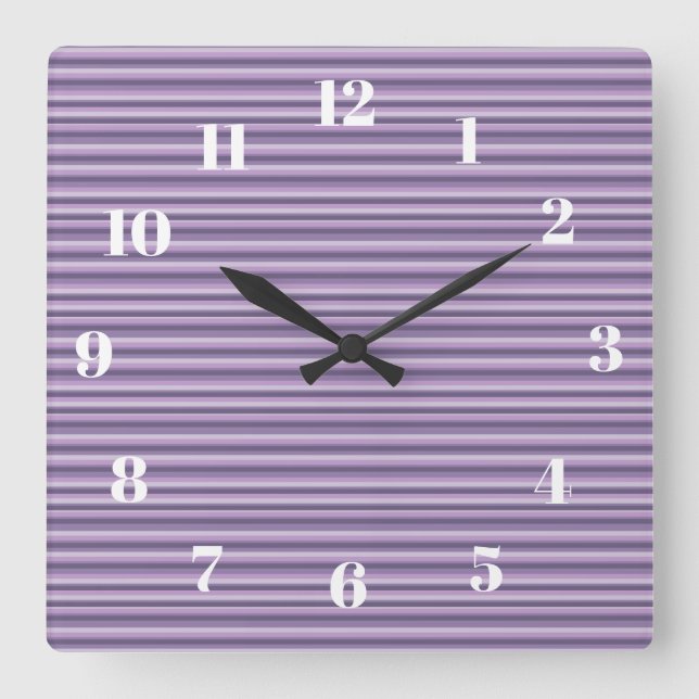 Reloj Cuadrado Rayas moradas (Anverso)