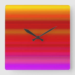 Reloj Cuadrado Rayas Multicolores Abstractas