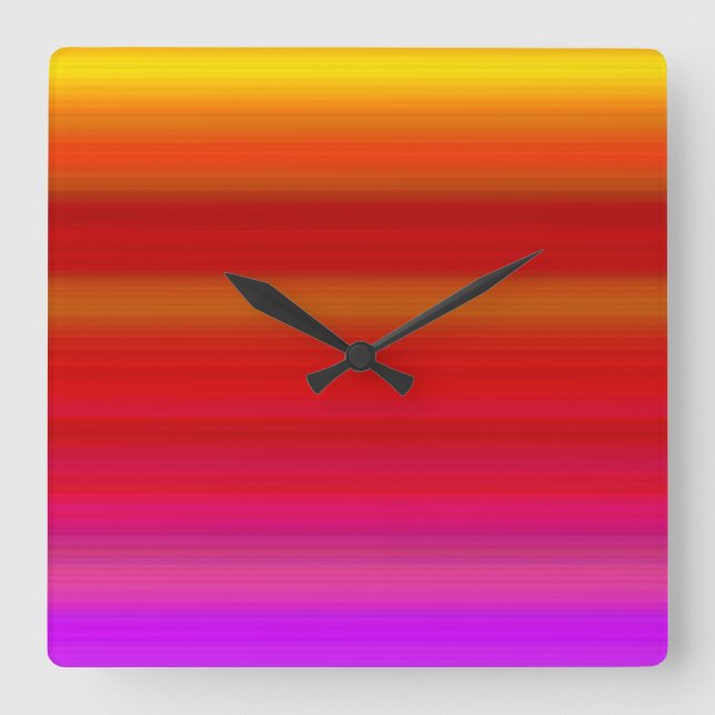 Reloj Cuadrado Rayas Multicolores Abstractas (Anverso)
