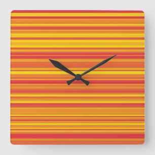 Reloj Cuadrado Rayas Naranjas Rojas Amarillas