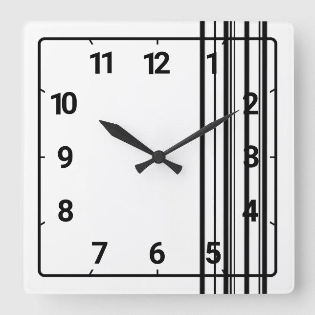 Reloj Cuadrado Rayas negras (Anverso)