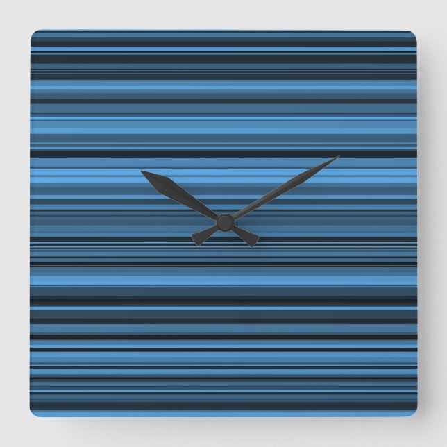 Reloj Cuadrado Rayas Negras Azules (Anverso)