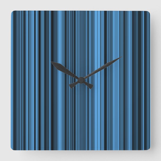 Reloj Cuadrado Rayas Negras Azules (Anverso)