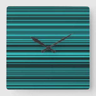 Reloj Cuadrado Rayas Negras Verde Azul