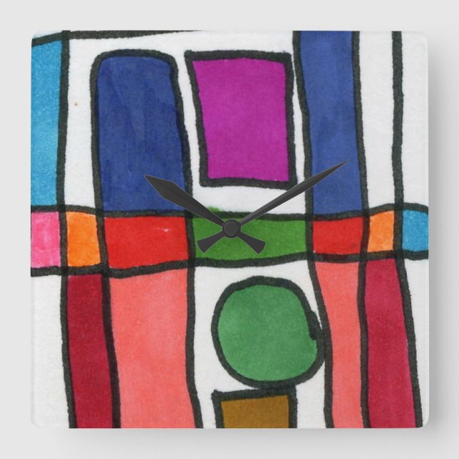 Reloj Cuadrado Rayas rectangulares calientes y frescas con acento (Anverso)