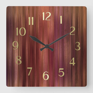 Reloj Cuadrado Rayas rosadas rojas marrones