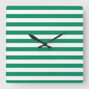 Reloj Cuadrado Rayas   Verde y blanco   PERSONALIZABLE  