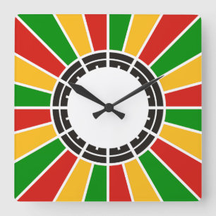 Reloj Cuadrado RAYOS DEL BOTÓN DE LA BANDERA RASTAFARI + su signo