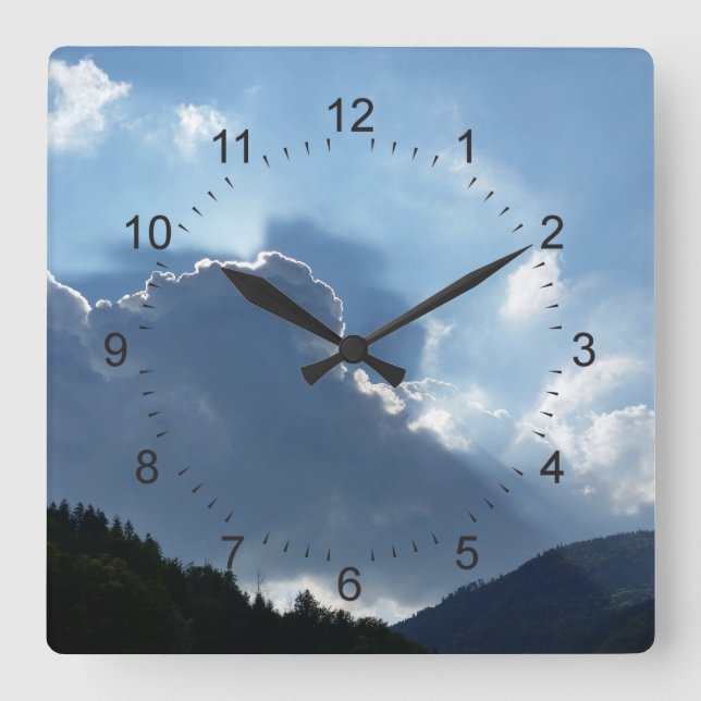 Reloj Cuadrado rayos y nubes (Anverso)