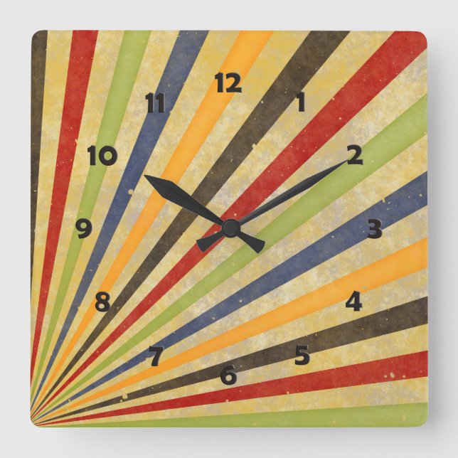 Reloj Cuadrado Rays Grunge Grunge divertidos + tu idea (Anverso)