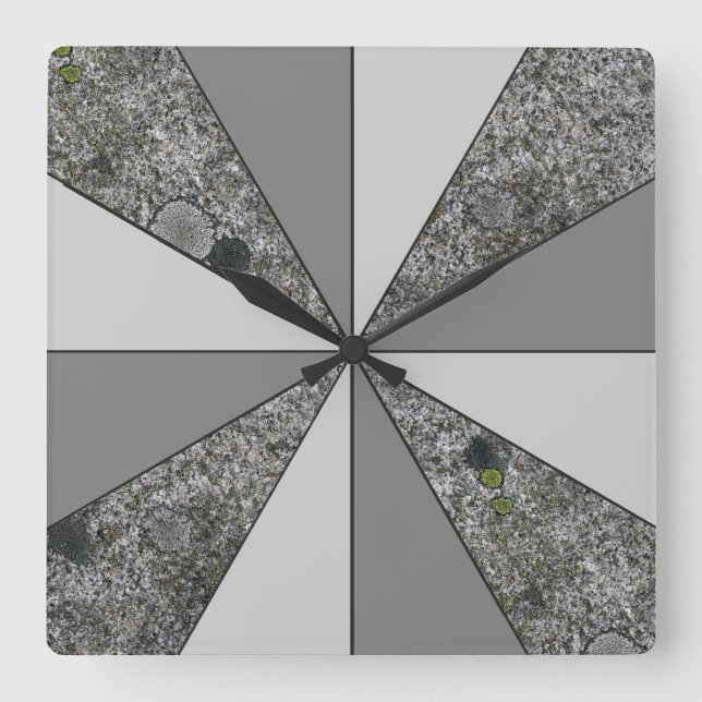 Reloj Cuadrado Rays of Grey Granite and Grey Colors (Anverso)