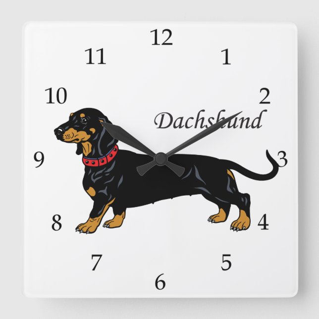 Reloj Cuadrado Raza de perro de Dachshund (Anverso)