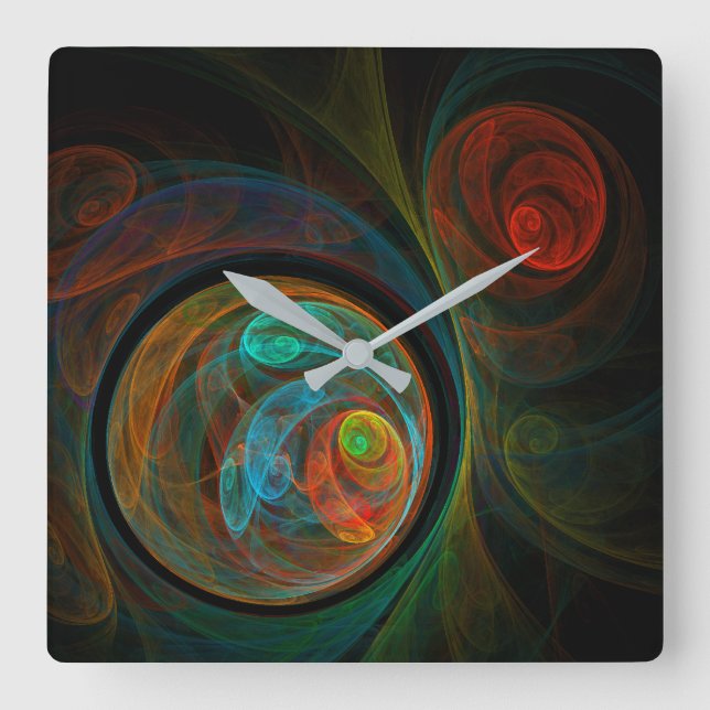 Reloj Cuadrado Reborn Blue Abstract Art Square (Anverso)
