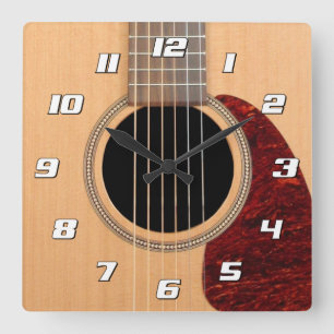 Reloj Cuadrado Recortar la guitarra acústica de 6 cuerdas con núm