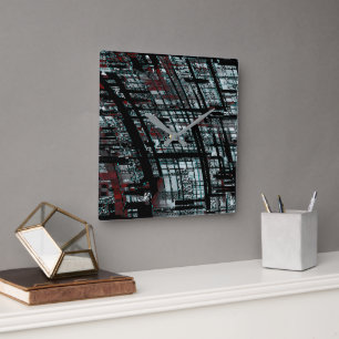 Reloj Cuadrado Recortes lineales estrechos que se superponen en