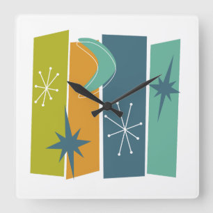 Reloj Cuadrado Rectángulos de Starburst de Boomerang Atómico Mod