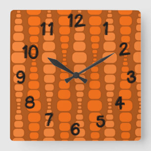 Reloj Cuadrado Rectángulos Naranjas redondeados