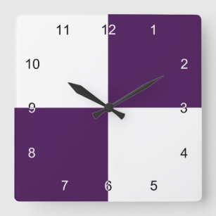 Reloj Cuadrado Rectángulos reales púrpura y blanco