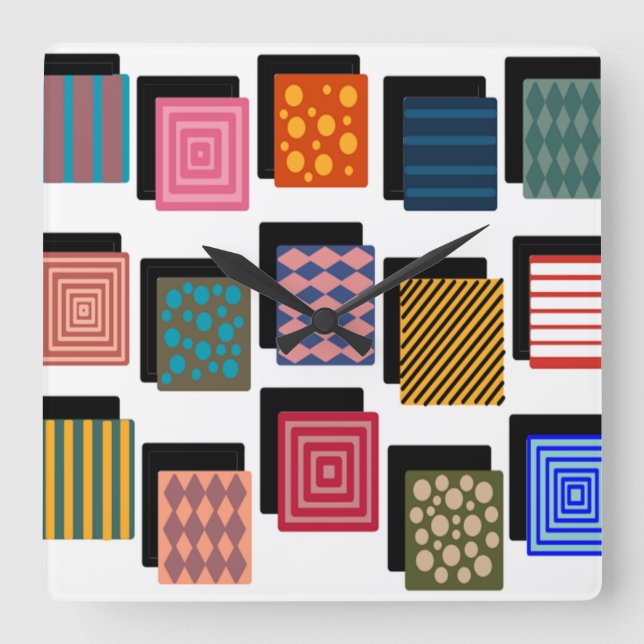 Reloj Cuadrado Rectángulos y sombras  (Anverso)