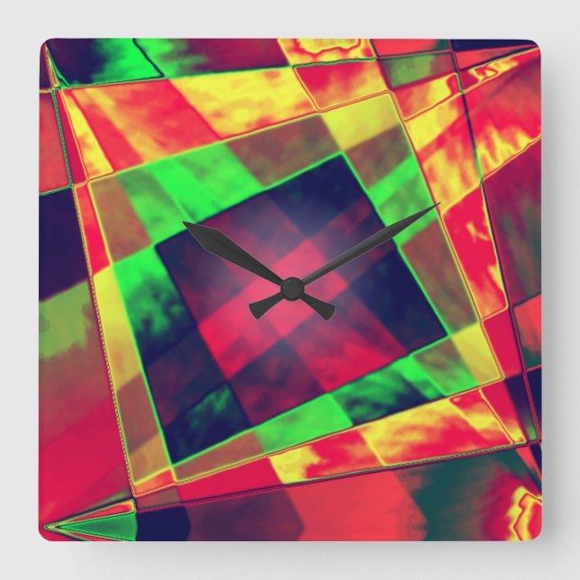 Reloj Cuadrado Rectáreas inclinadas y deshilachadas que se solapa (Anverso)