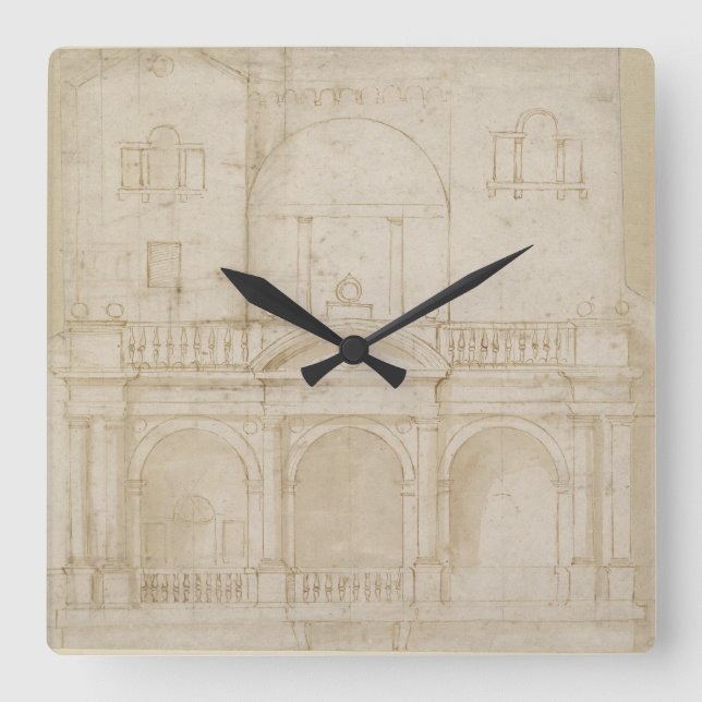 Reloj Cuadrado Recto: Architectural Design (Villa Madama) (Anverso)