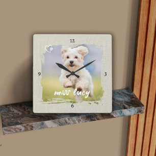 Reloj Cuadrado Recuerdo de mascota adorable con tipografía juguet
