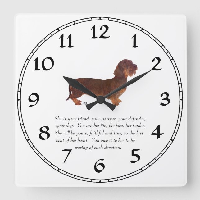 Reloj Cuadrado Recuerdo del Dachshund - hembra (Anverso)